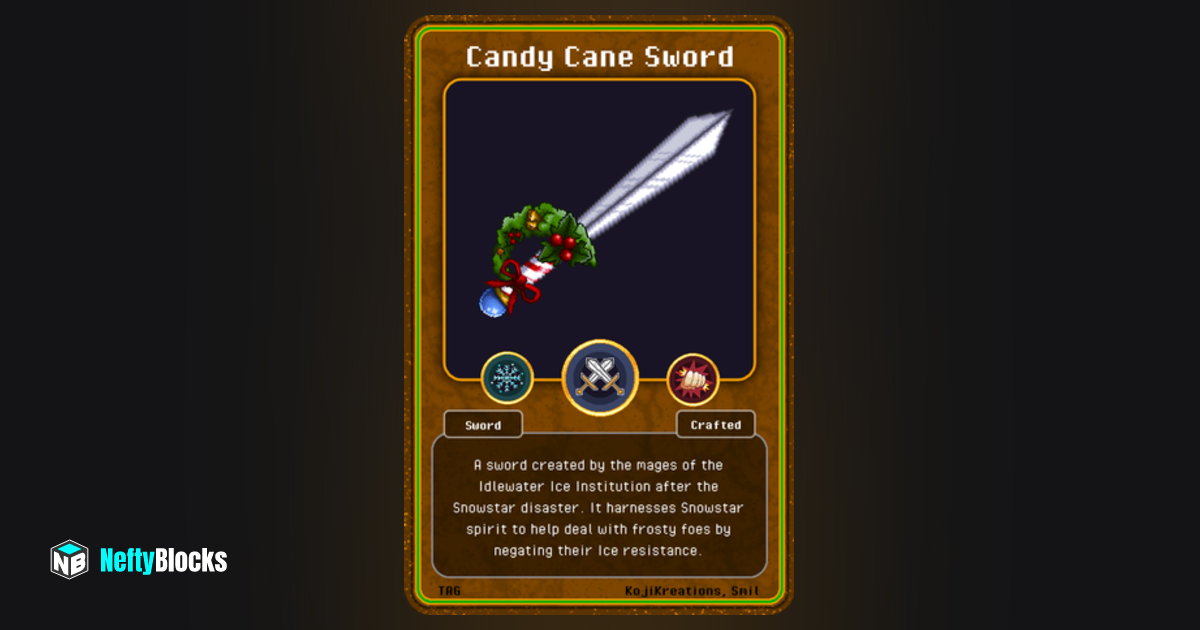 Candy Cane Sword 128 NeftyBlocks The 1 Trade to Earn NFT
